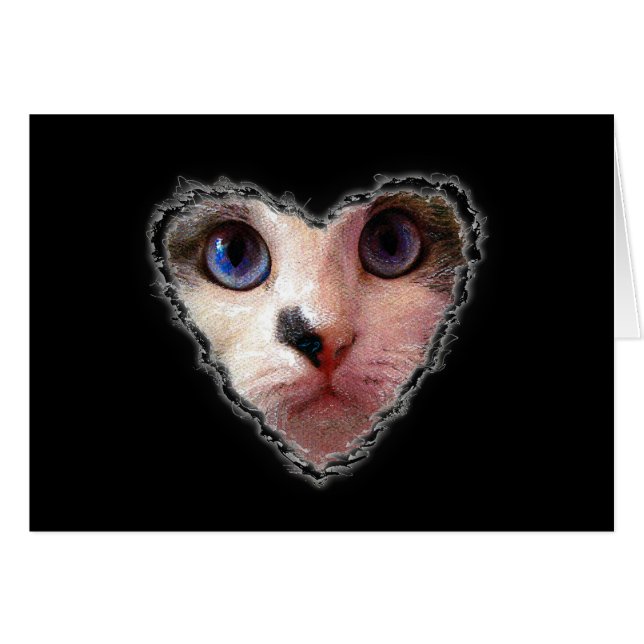 Tarjeta de corazón de gato (Anverso (Horizontal))