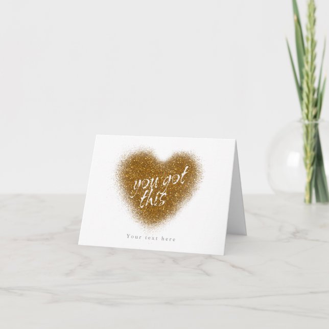 Tarjeta de Corazón de Glamour con Brillo Dorado TU (Anverso)