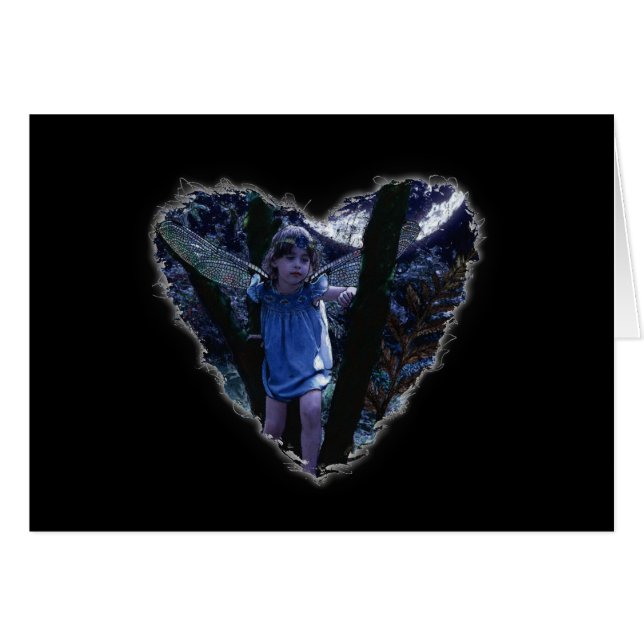 Tarjeta de corazón de hadas (Anverso (Horizontal))