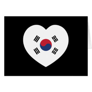 Tarjeta de corazón de la bandera de Corea del Sur