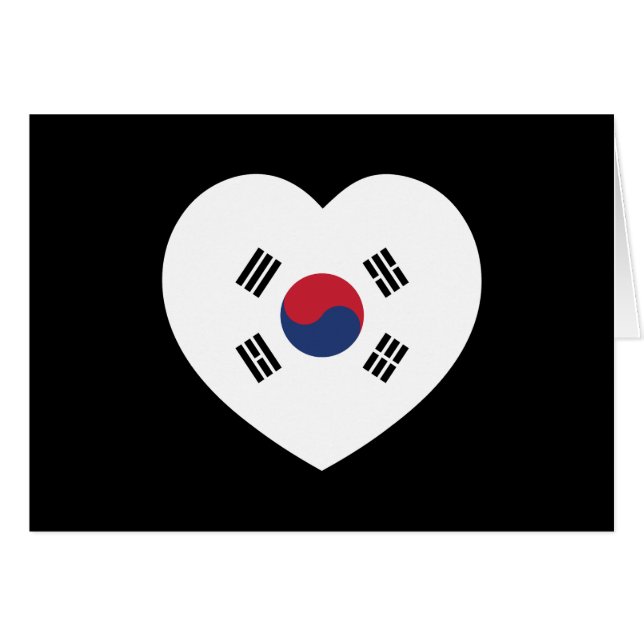 Tarjeta de corazón de la bandera de Corea del Sur (Anverso (Horizontal))