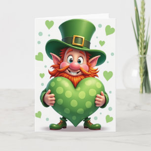 Tarjeta de corazón de lunares verdes