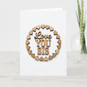 Tarjeta de corazón de madera Ama a tu hermana