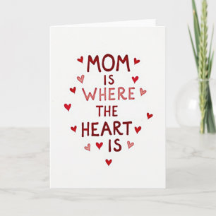 Tarjeta de corazón de mamá con acuarela