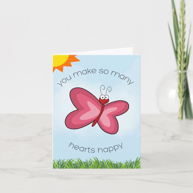 Tarjeta de corazón de mariposa (Anverso)