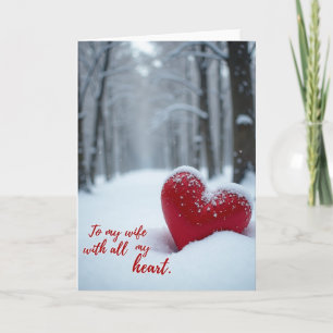 Tarjeta de corazón de nieve romántica para esposa