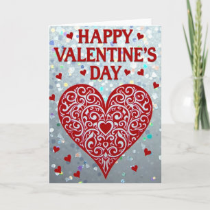 Tarjeta de corazón de pergamino con brillo del día