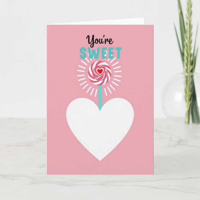 Tarjeta de Corazón de Piruleta Dulce (Anverso)
