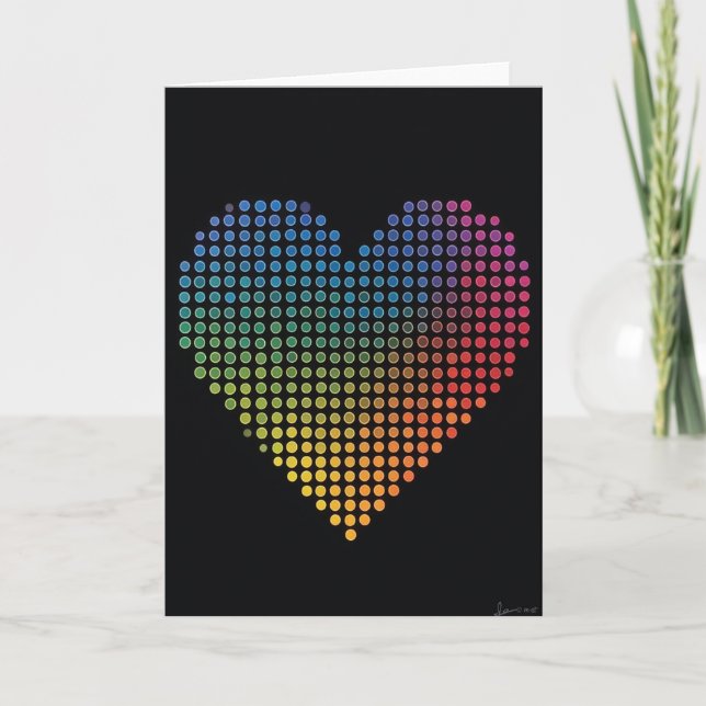 Tarjeta de Corazón de Puntos de Arcoíris (Anverso)