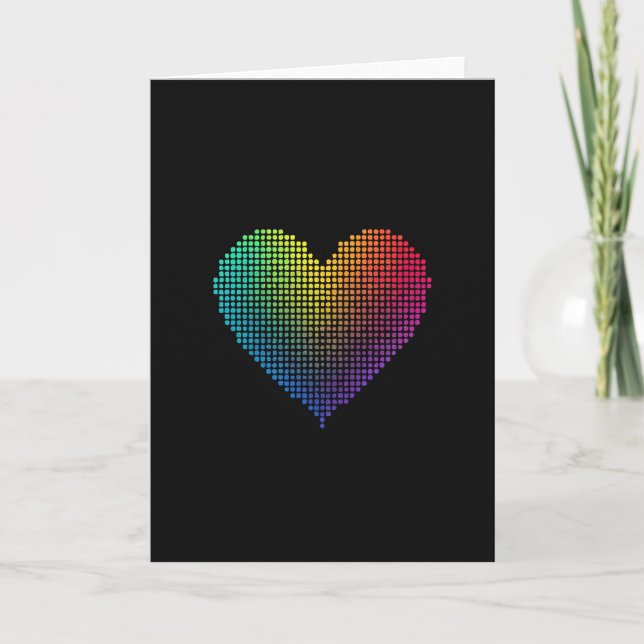 Tarjeta de corazón de puntos de arcoíris LGBTQ (Anverso)