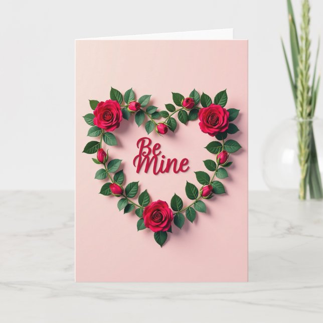 Tarjeta de Corazón de Rosa Roja Sé Mía (Anverso)