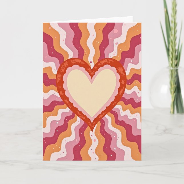 Tarjeta de corazón de San Valentín Groovy (Anverso)