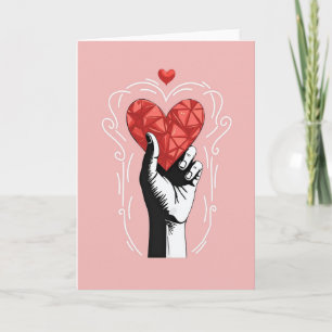 Tarjeta de corazón de San Valentín rosa para ser q