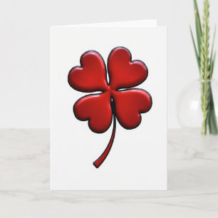 Tarjeta de Corazón de Trébol Rojo Afortunado