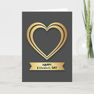 Tarjeta de corazón del día de San Valentín dorado