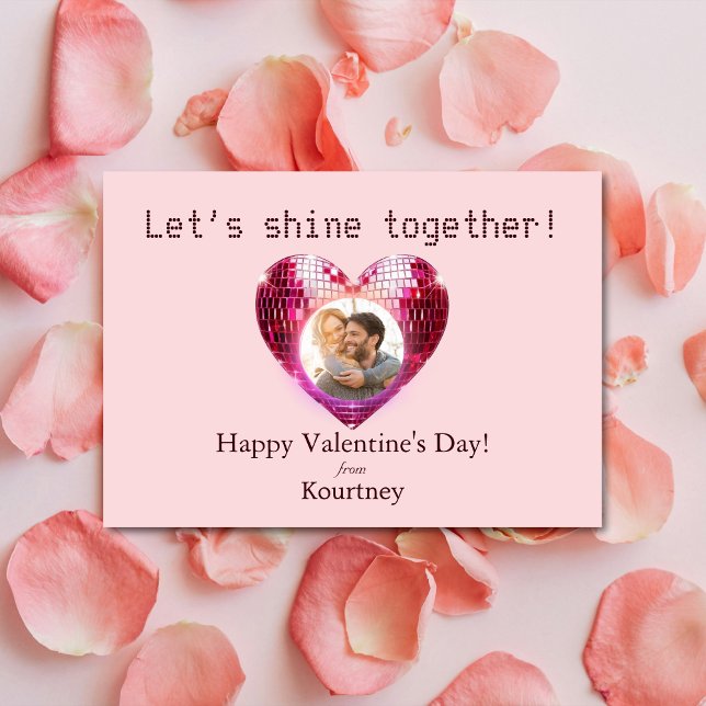Tarjeta de corazón Disco El día de San Valentín de (Custom Photo Valentine's Day Disco Heart Card)