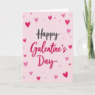 Tarjeta de corazón disperso de Galentines feliz