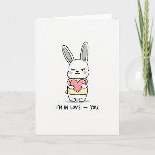 Tarjeta de corazón dulce de conejito Te Amo