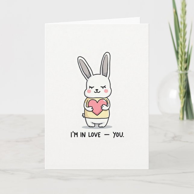 Tarjeta de corazón dulce de conejito Te Amo (Anverso)