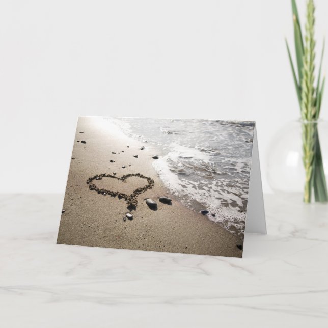 Tarjeta de corazón en arena (Anverso)