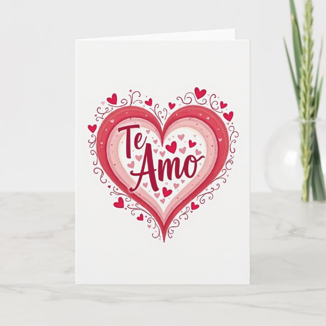 Tarjeta de corazón en capas Simple Te Amo (Anverso)
