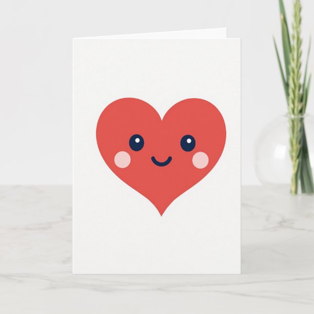 Tarjeta de Corazón Feliz Simple (Anverso)