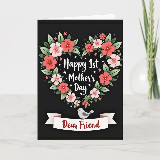 Tarjeta de Corazón Floral Luminoso (Anverso)