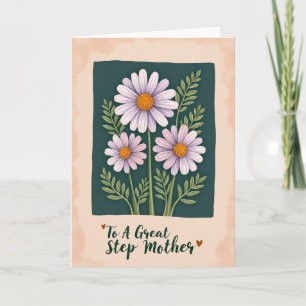 Tarjeta de Corazón Floral para Madrastra