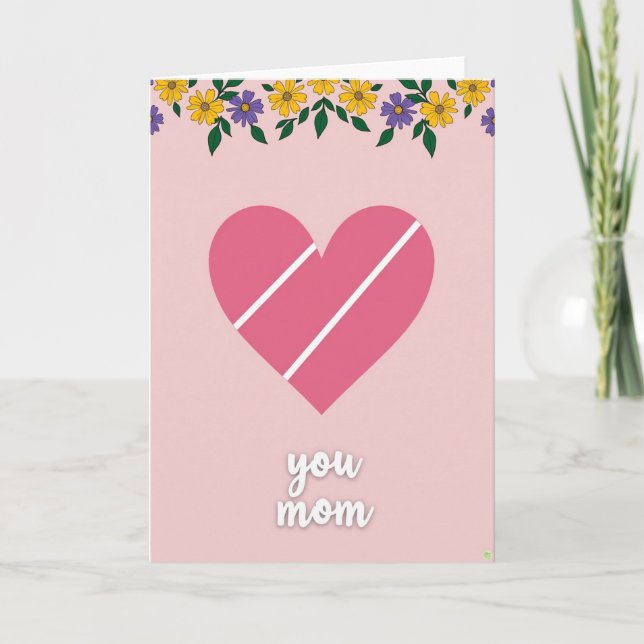 Tarjeta de Corazón Floral para Mamá (Anverso)