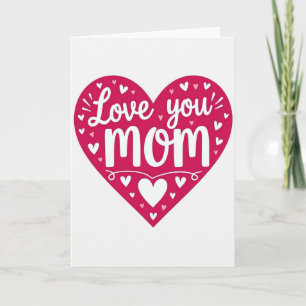 Tarjeta de corazón fucsia 'Te quiero mamá'