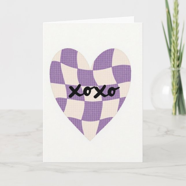 Tarjeta de corazón gráfico de Xoxo de lavanda (Anverso)