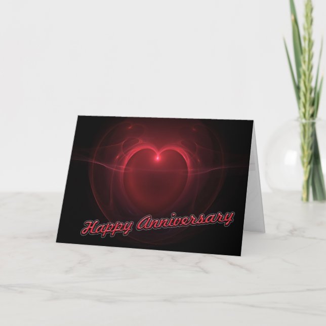 Tarjeta de corazón iluminada "Feliz Aniversario" (Anverso)