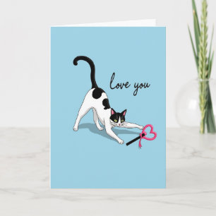 Tarjeta de corazón Kitty te amo