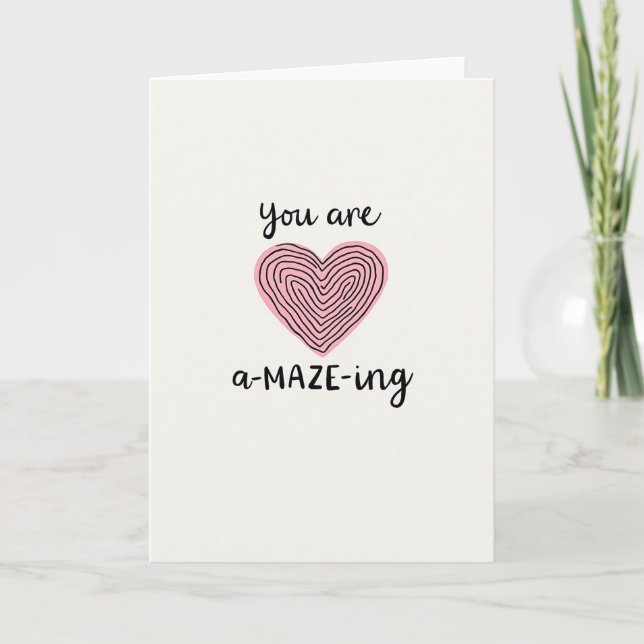 Tarjeta de Corazón Laberinto Asombroso (Anverso)