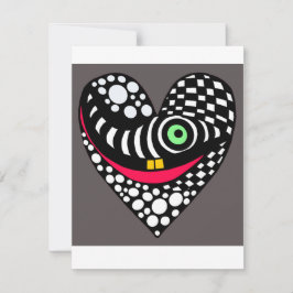 Tarjeta de corazón moderno abstracto en negro y gr