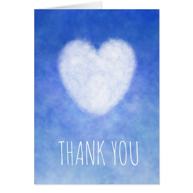 Tarjeta de corazón nublado azul y blanco (Frente)