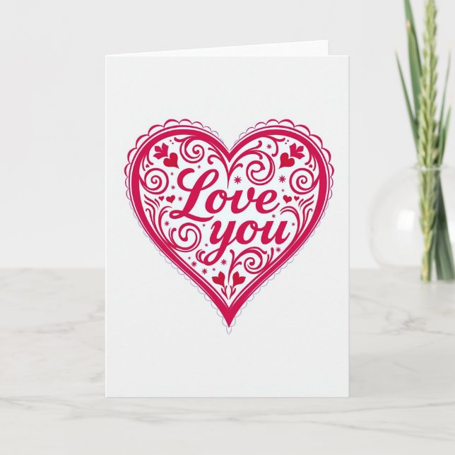 Tarjeta de corazón Ornato Te Amo (Anverso)