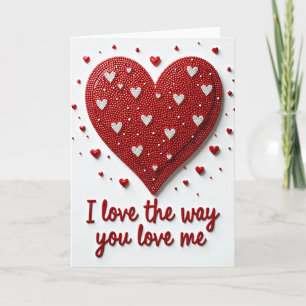 Tarjeta de corazón perlado que me amas