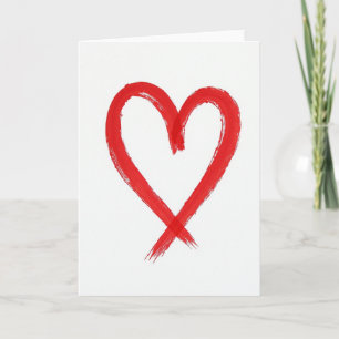 Tarjeta de Corazón Pintado Simple Rojo