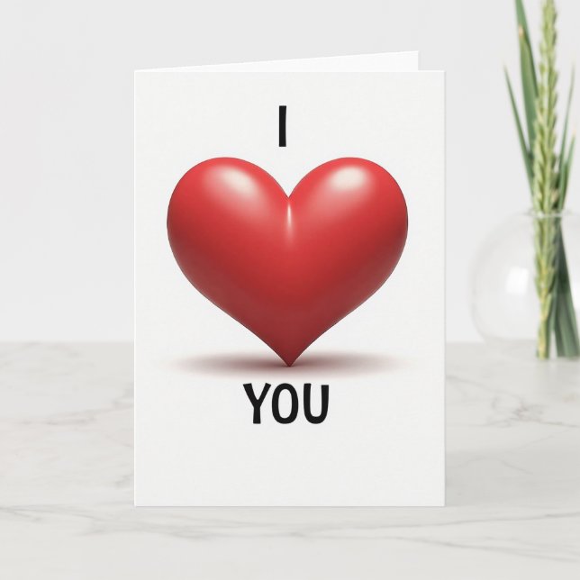 Tarjeta de corazón rojo 3D 'Te amo' (Anverso)