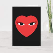 Tarjeta de Corazón Rojo Adorable con Ojos