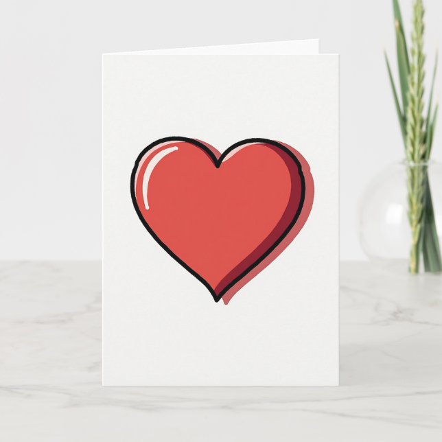 Tarjeta de Corazón Rojo Brillante Simple (Anverso)