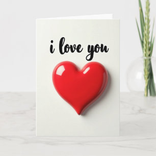 Tarjeta de Corazón Rojo Brillante 'Te Amo'