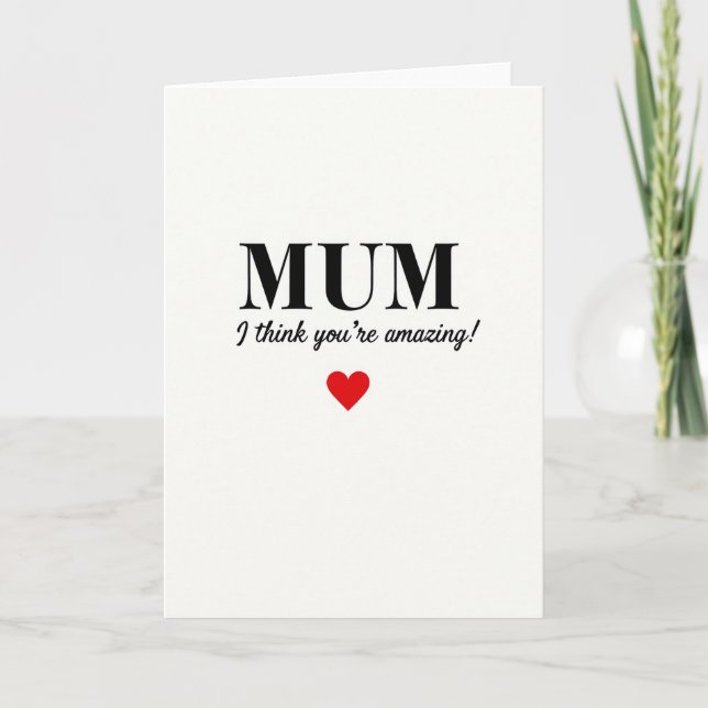 Tarjeta de corazón rojo de mamá increíble (Anverso)