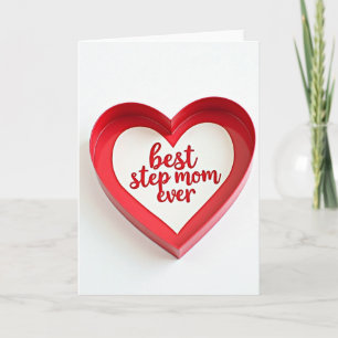 Tarjeta de Corazón Rojo de Seda Mejor Madrastra de