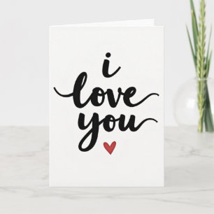 Tarjeta de Corazón Rojo de Te Amo Script