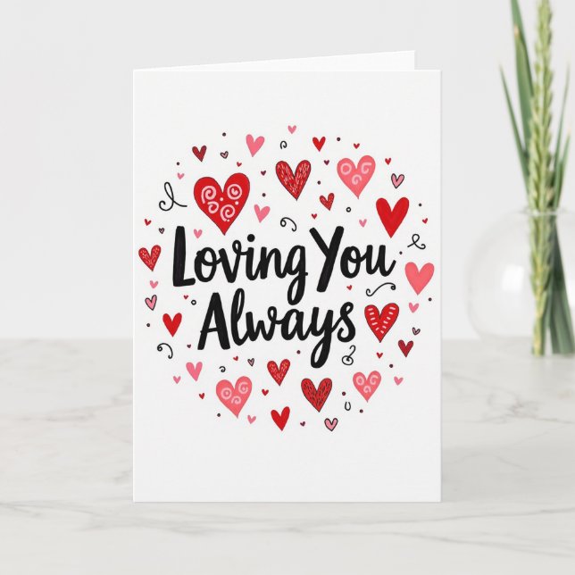 Tarjeta de corazón romántico que te ama siempre (Anverso)