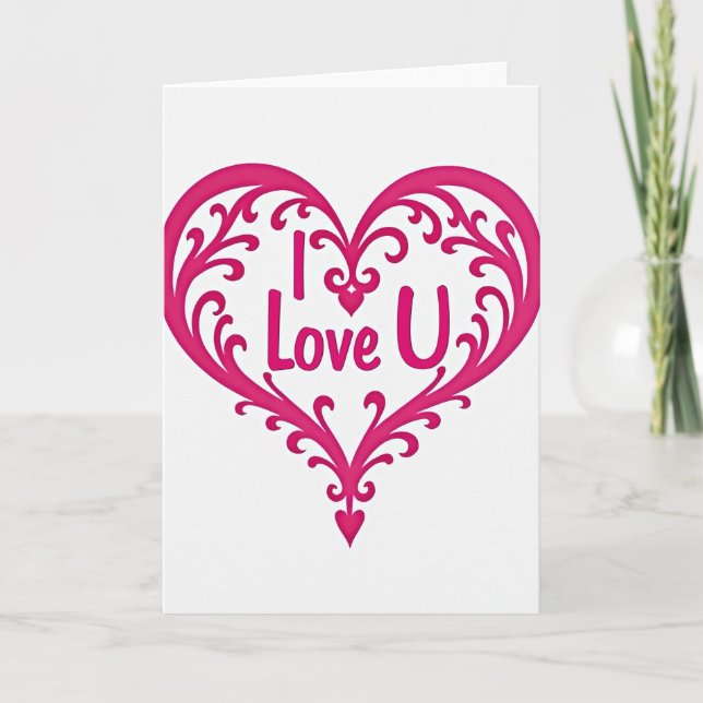 Tarjeta de corazón Romántico Te Amo (Anverso)