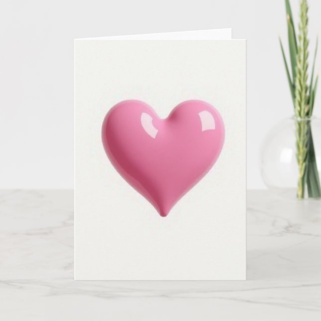 Tarjeta de Corazón Rosa Brillante Simple (Anverso)