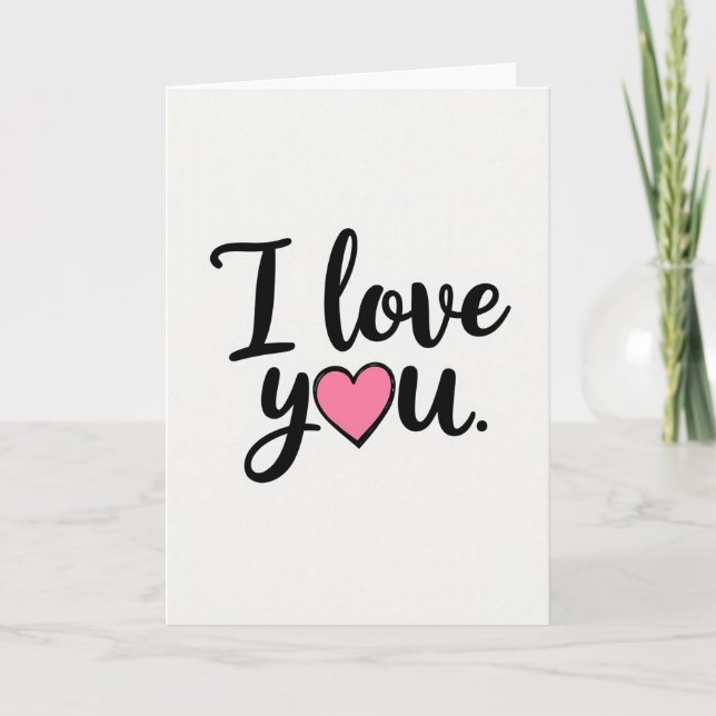 Tarjeta de Corazón Rosa con Script 'Te Amo' (Anverso)